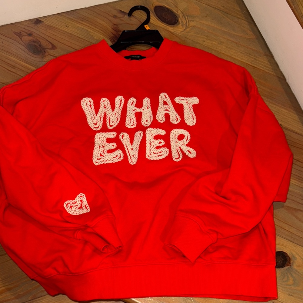 Forever 21 Red Graphic Crewneck Sweater